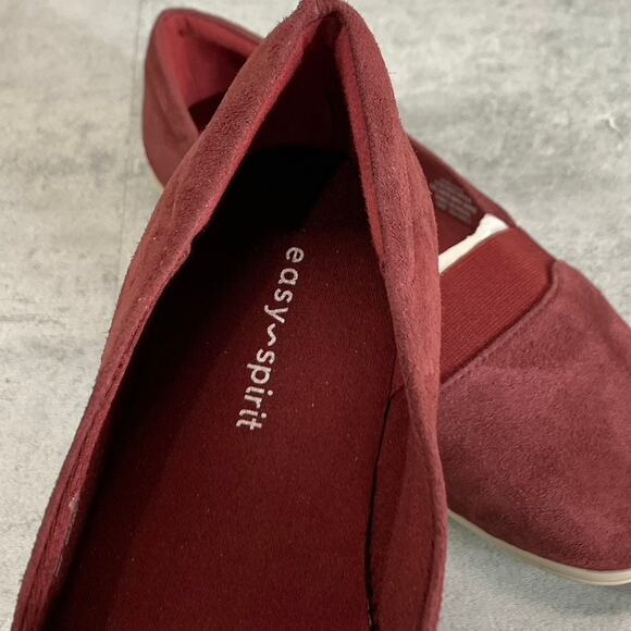 EASY SPIRIT Women's Wide Width Dark Red Leather Bounce Slip-On Flats SZ 8W - Picture 6 of 7
